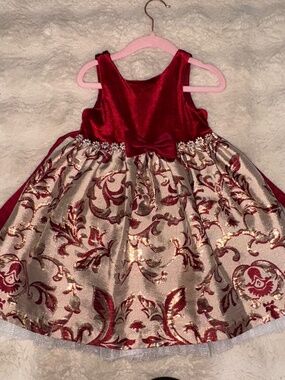 American princess cranberry & gold girls formal dress